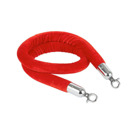 Red Velvet Rope with Silver End Caps – 1.5 m for Barrier Stanchions